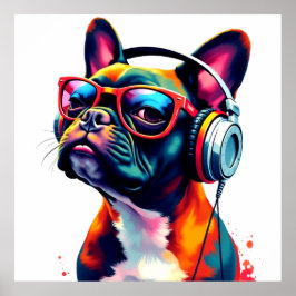 Póster Divertido perro con Poster de lentes