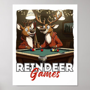 Póster Divertido Piscina de renos Billiards Games Humor d
