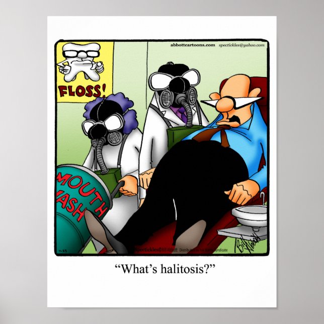 Póster Divertido Poster de Humor Dental "Halitosis" (Frente)
