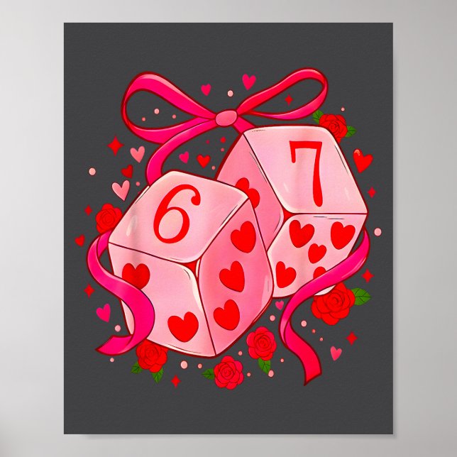 Póster Divertido Preppy 67 San Valentín Seis Siete Dados  (Frente)