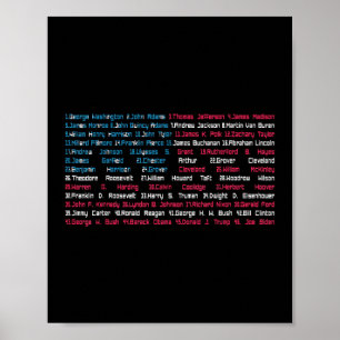 Póster Divertido presidente de Estados Unidos en la lista