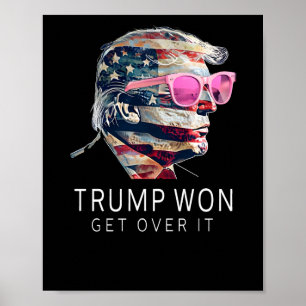 Póster Divertido presidente de Trump con su bandera estad