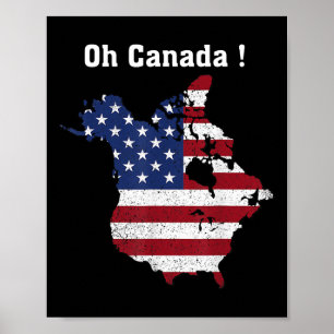 Póster Divertido presidente Trump dice "Oh Canadá Mapa a