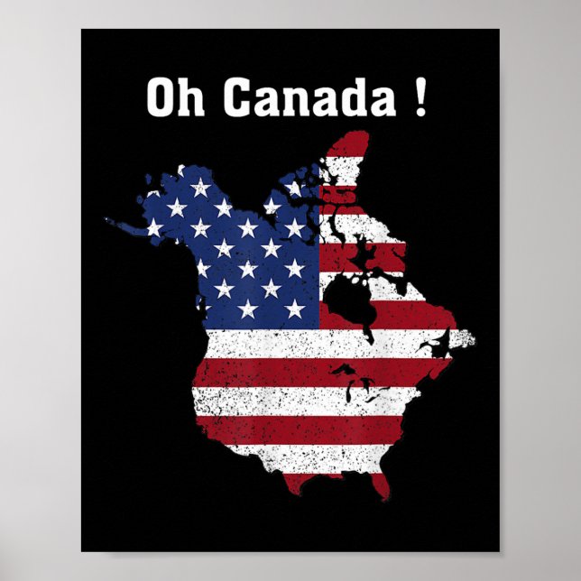 Póster Divertido presidente Trump dice "Oh Canadá Mapa a  (Frente)