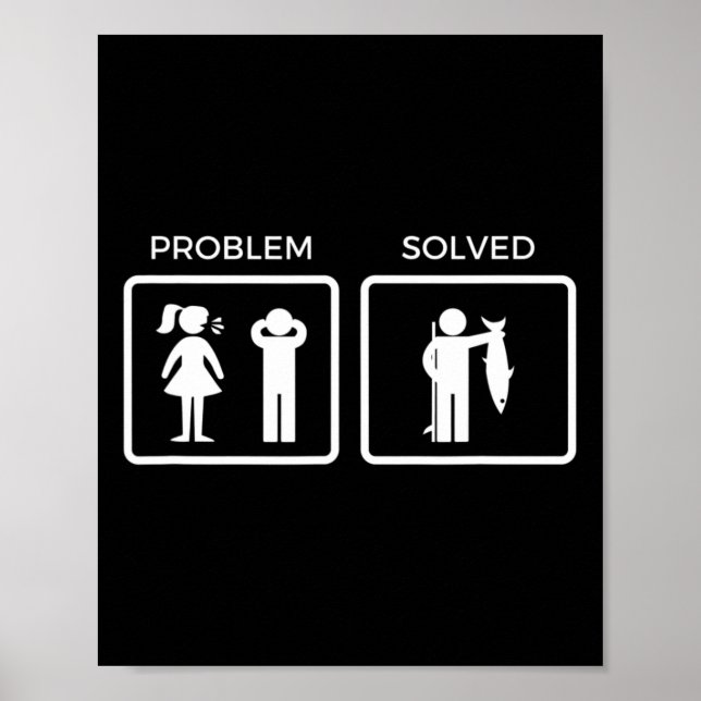 Póster Divertido problema con la pesca resuelta (Frente)