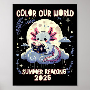 Póster Divertido programa de lectura de verano 2025 en co