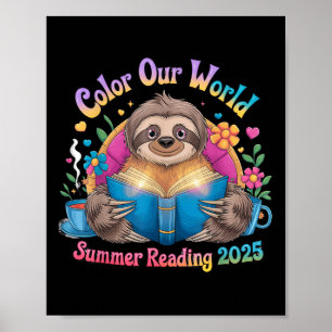 Póster Divertido programa de lectura de verano 2025 en co