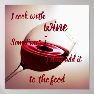 Póster //divertido que cocino con el vino…