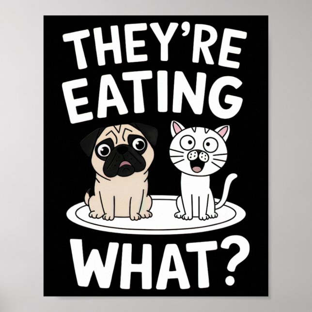 Póster Divertido que se estén comiendo a las mascotas Cit (Frente)