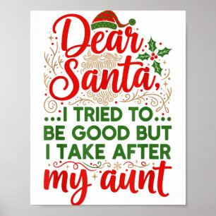 Póster Divertido Querido Santa Intenté Portarme Bien Pero