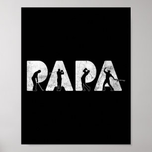 Póster Divertido regalo del Día del Padre Papa Golf Daddy
