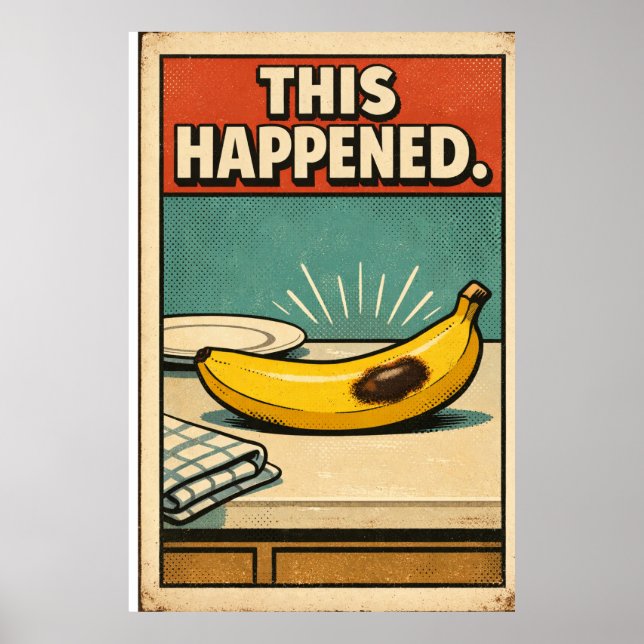 Póster divertido retro de plátano - Esto pasó Vint (Frente)