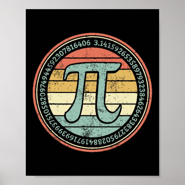 Póster Divertido Retro Pi Day Pi Math Para Pi Day 3.14 Ma (Frente)
