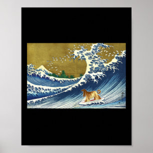 Póster Divertido Retro Vintage Surfista Onda Sabueso Afga