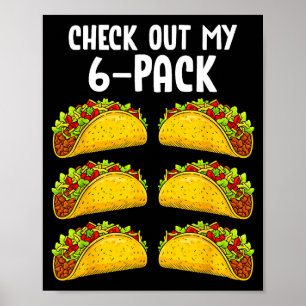 Póster Divertido Revisa Mi Gimnasio De Tacos Con Six Pack