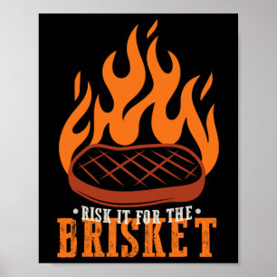 Póster Divertido Riesgo Para El Brisket Grilling Bbq