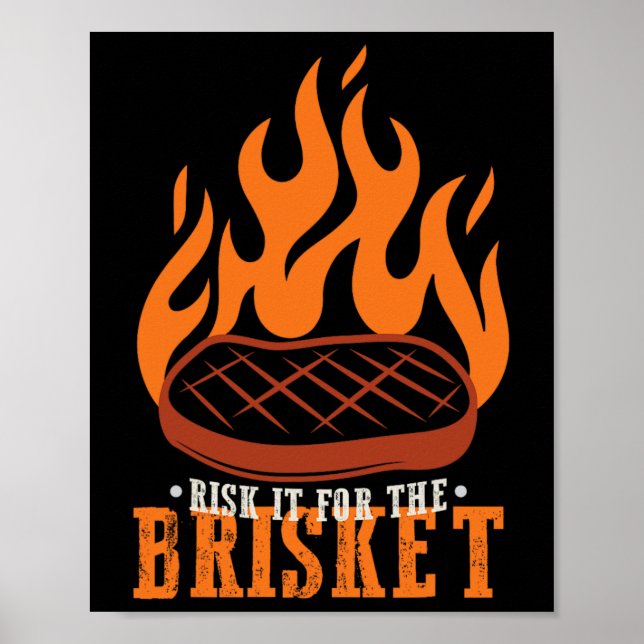 Póster Divertido Riesgo Para El Brisket Grilling Bbq (Frente)
