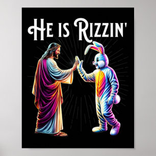 Póster Divertido Rizz Él Está Rizzin Jesús Alto Cinco Pas