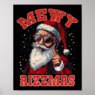 Póster Divertido Rizzmas Santa Mewing Rizz Hombres Navida