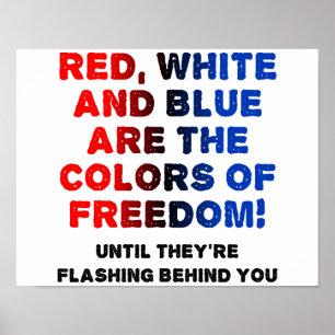 Póster Divertido Rojo Blanco y Azul