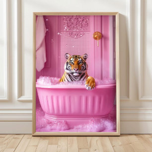 Póster Divertido Rosa Impresión de Tigre de Dopami