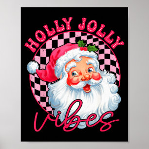 Póster Divertido Santa Claus Navideño Groovy Vibraciones 