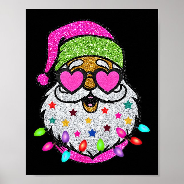 Póster Divertido Santa con gafas de sol Navidades mujeres (Frente)