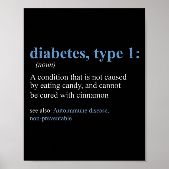 Póster Divertido Sarcasmo T1D Conciencia sobre la definic (Frente)