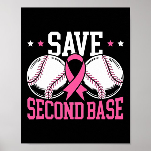 Póster Divertido Save 2do jugador de béisbol de cáncer de (Frente)