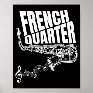 Póster Divertido Saxofón de Jazz de Mardi Gras de Nueva O