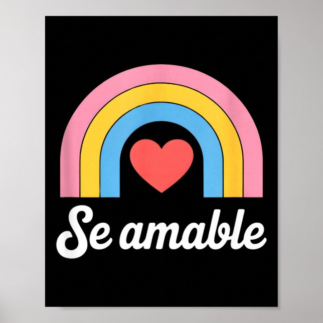 Póster Divertido se amable arcoíris corazón diciendo mini (Frente)