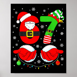 Póster Divertido Seis Siete 67 Meme 6 7 Elfo Santa Navida