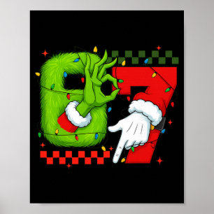 Póster Divertido Seis Siete 67 Meme 6 7 Navidad Elfo Mano