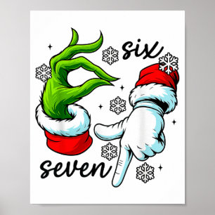 Póster Divertido Seis Siete 67 Meme 6 7 Navidad Elfo Mano