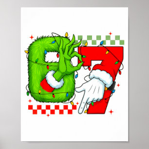 Póster Divertido Seis Siete 67 Meme 6 7 Navidad Elfo Mano