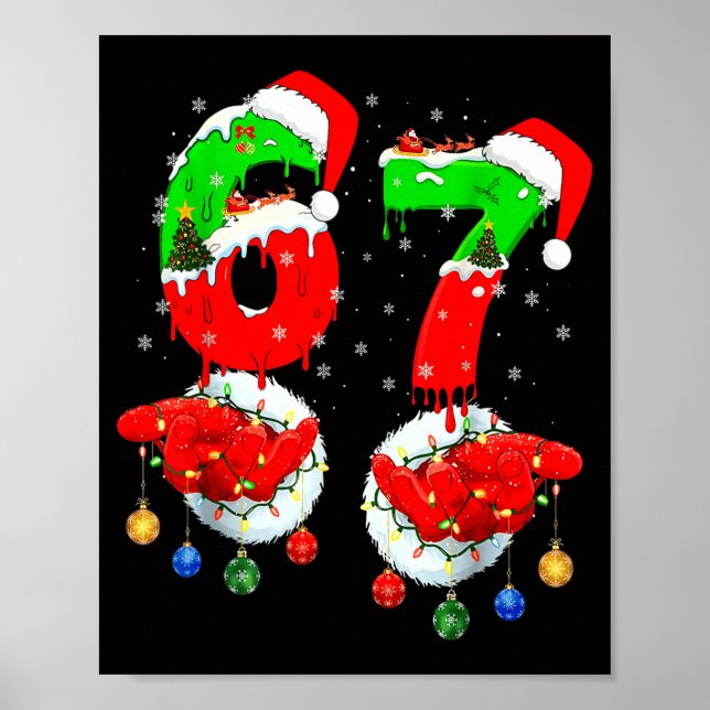 Póster Divertido Seis Siete 67 Meme 6 7 Navidad Santa Man (Frente)