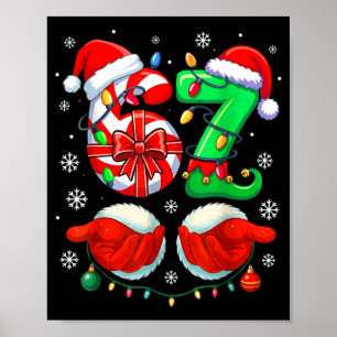 Póster Divertido Seis Siete 67 Meme 6 7 Navidad Santa Man