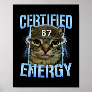 Póster Divertido Seis Siete 67 Meme Certificado Energía M