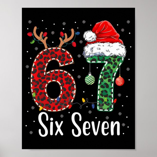 Póster Divertido Seis Siete 6 7 Meme 67 Navidad Leopardo  (Frente)