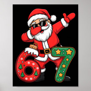 Póster Divertido Seis Siete 6 7 Meme Santa Dab Navidad Da
