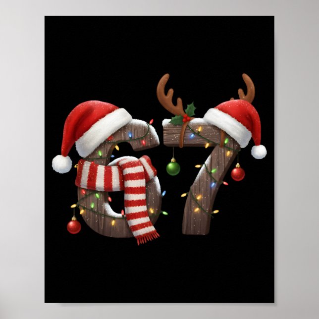 Póster Divertido Seis Siete Meme 6-7 Navidad 67 Luces de  (Frente)