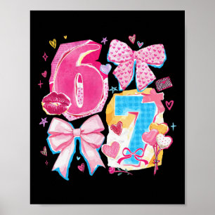Póster Divertido Seis Siete San Valentín Coqueta Lazo Ele