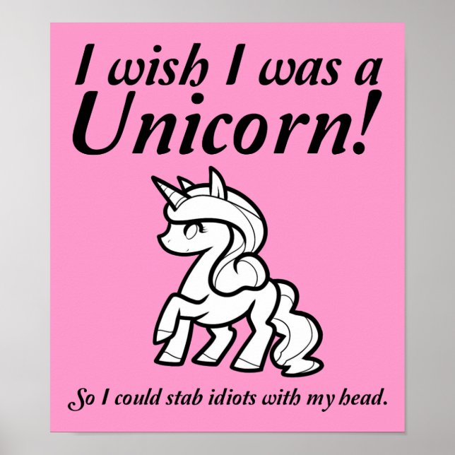 Póster Divertido Señal de Apuñalamiento de Unicorn (Frente)
