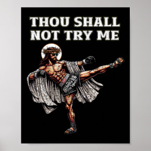 Póster Divertido Señor Jesús Muay Thai Boxeo Tailandés Ki