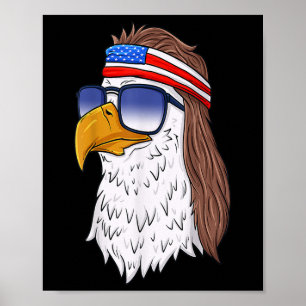 Póster Divertido Shirt American Bald Eagle Mullet 4 De Ju
