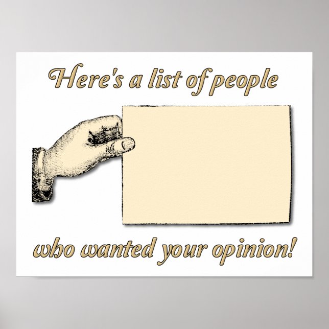 Póster Divertido Sin Opinión Deseada (Frente)