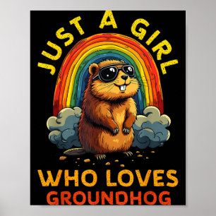 Póster Divertido Solo Una Chica Que Ama Las Marmotas Feli