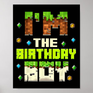 Póster Divertido Soy El Cumpleañero Videojugador Pixel Cu