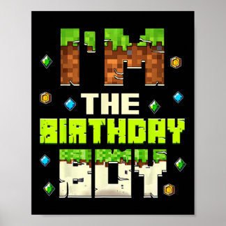 Póster Divertido Soy El Cumpleañero Videojugador Pixel Cu