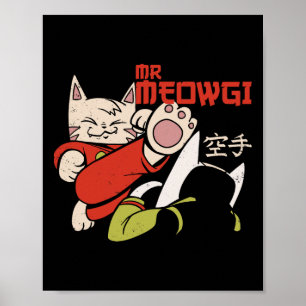 Póster Divertido Sr Meowgi Karate Cat Meow Design Hombres